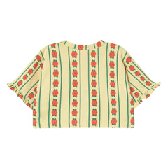 Tinycottons - Camiseta orgánica de algodón rosa con volantes | Amarillo pálido