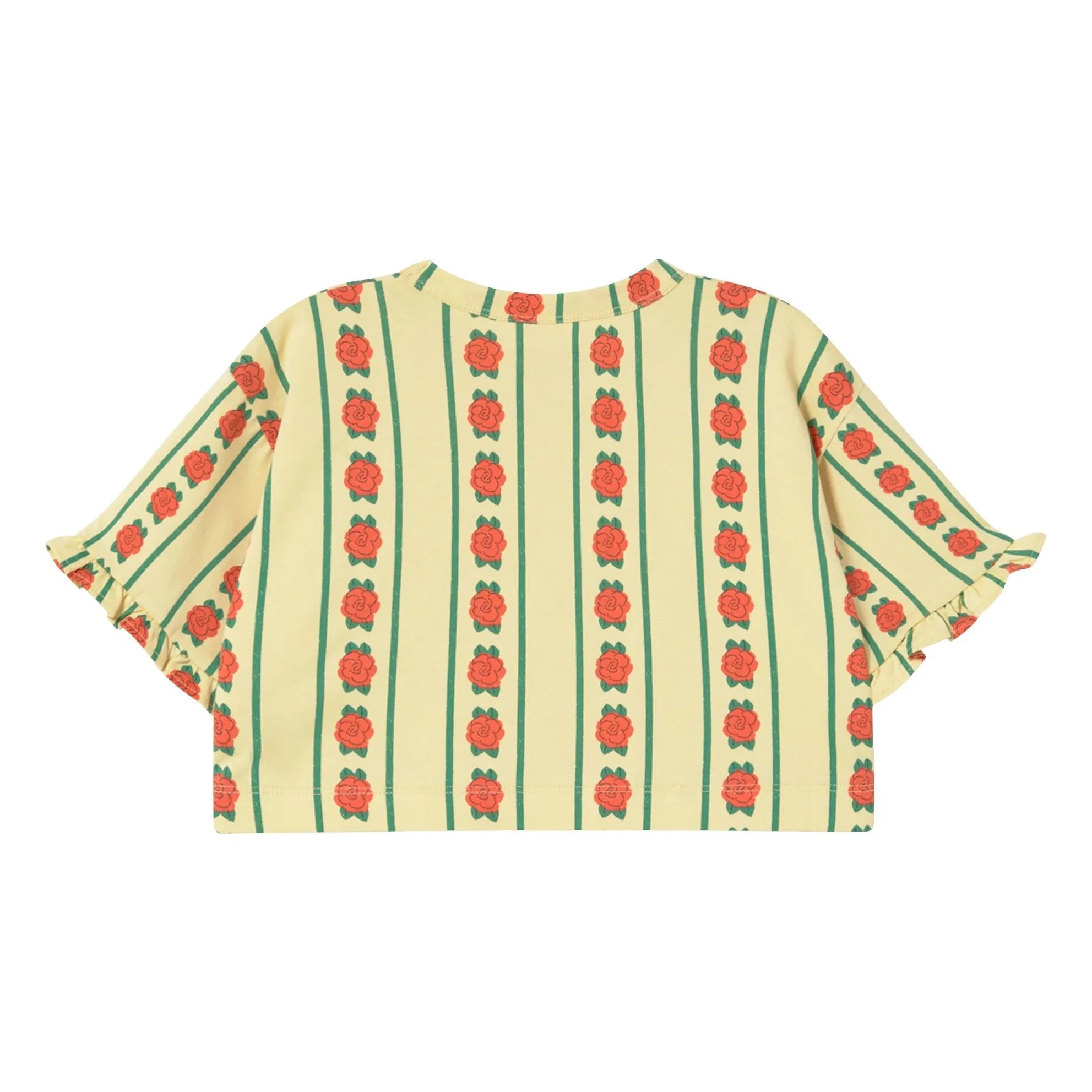 Tinycottons - Camiseta orgánica de algodón rosa con volantes | Amarillo pálido
