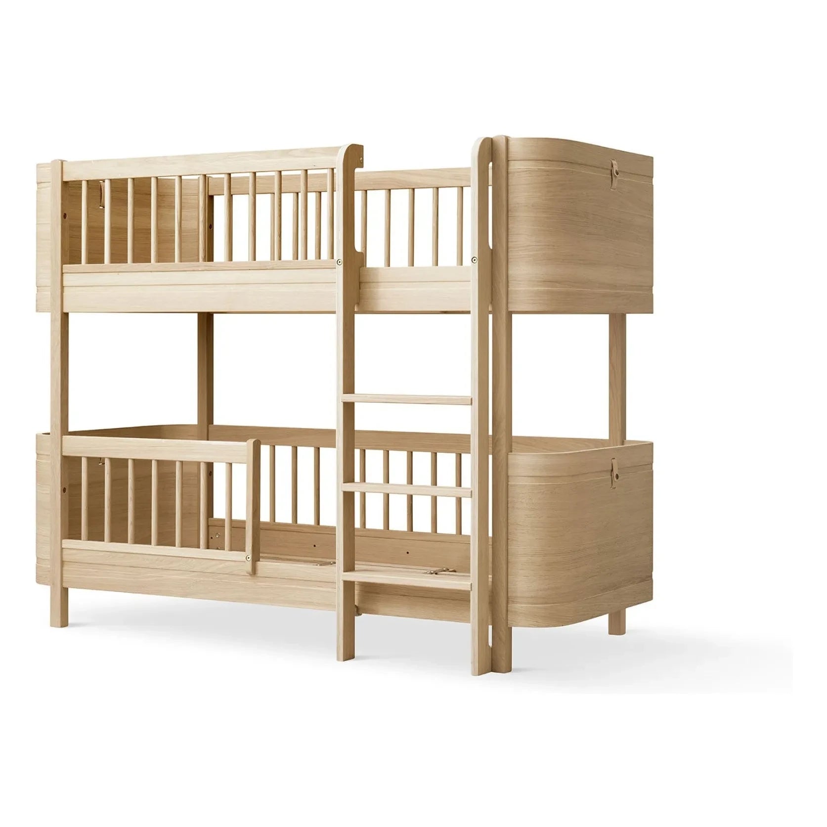 Oliver Furniture - Mini+ dönüştürme kiti, orta-yüksek loft yataktan orta-yüksek ranza yatağa | Meşe
