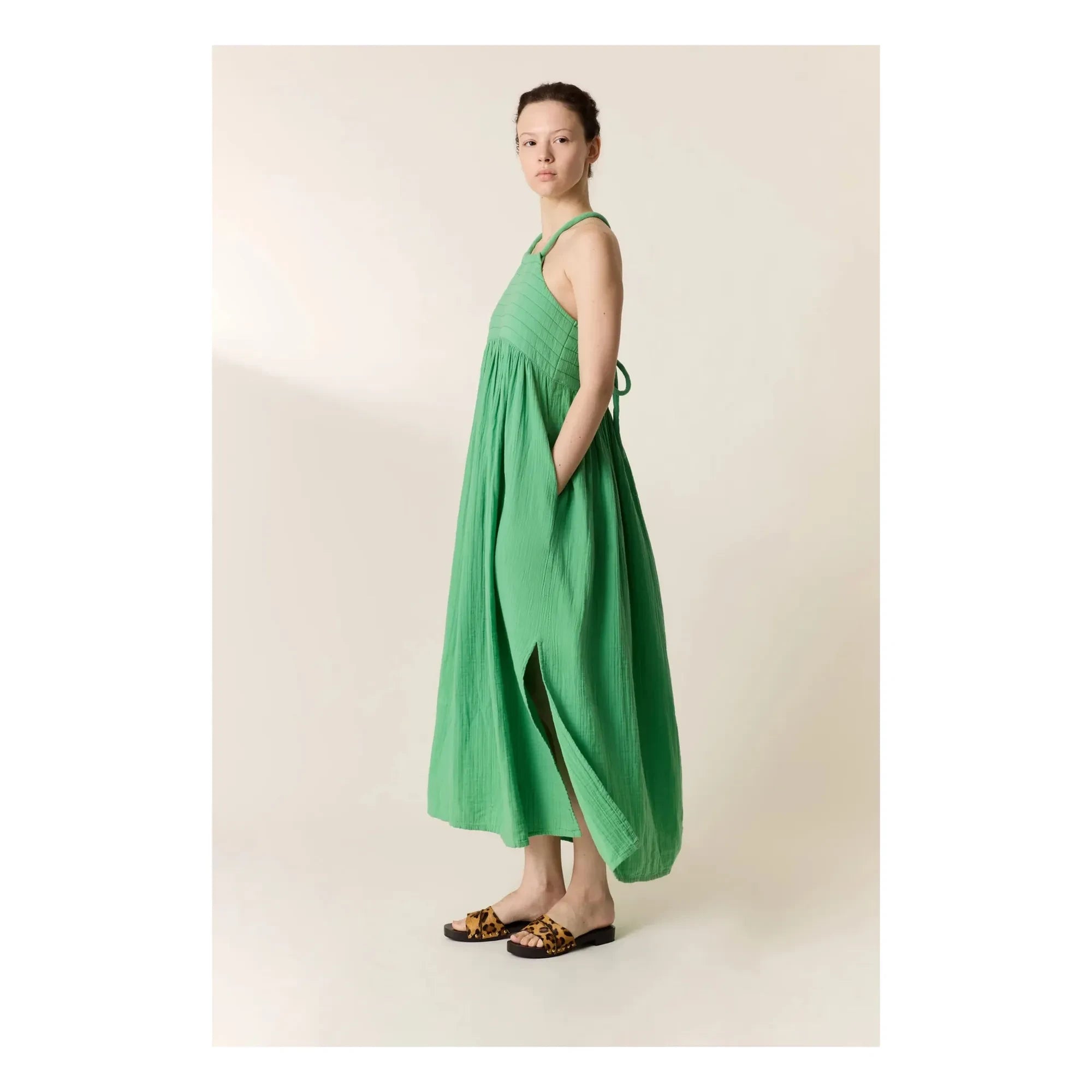 Leon & Harper - Vestido Romee de algodón orgánico | Verde agua