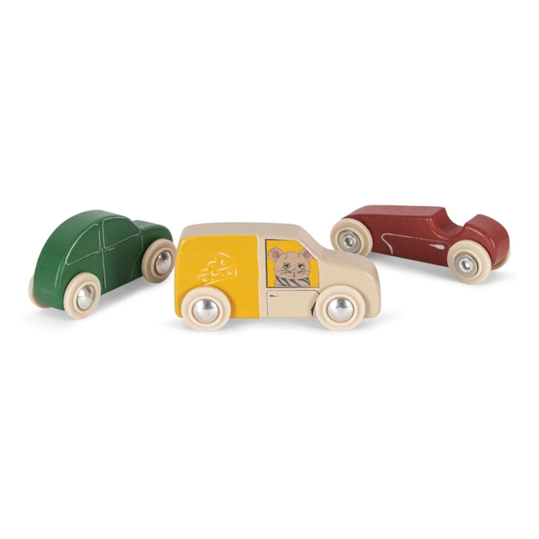 Konges Sløjd - Coches de madera FSC - Set de 9