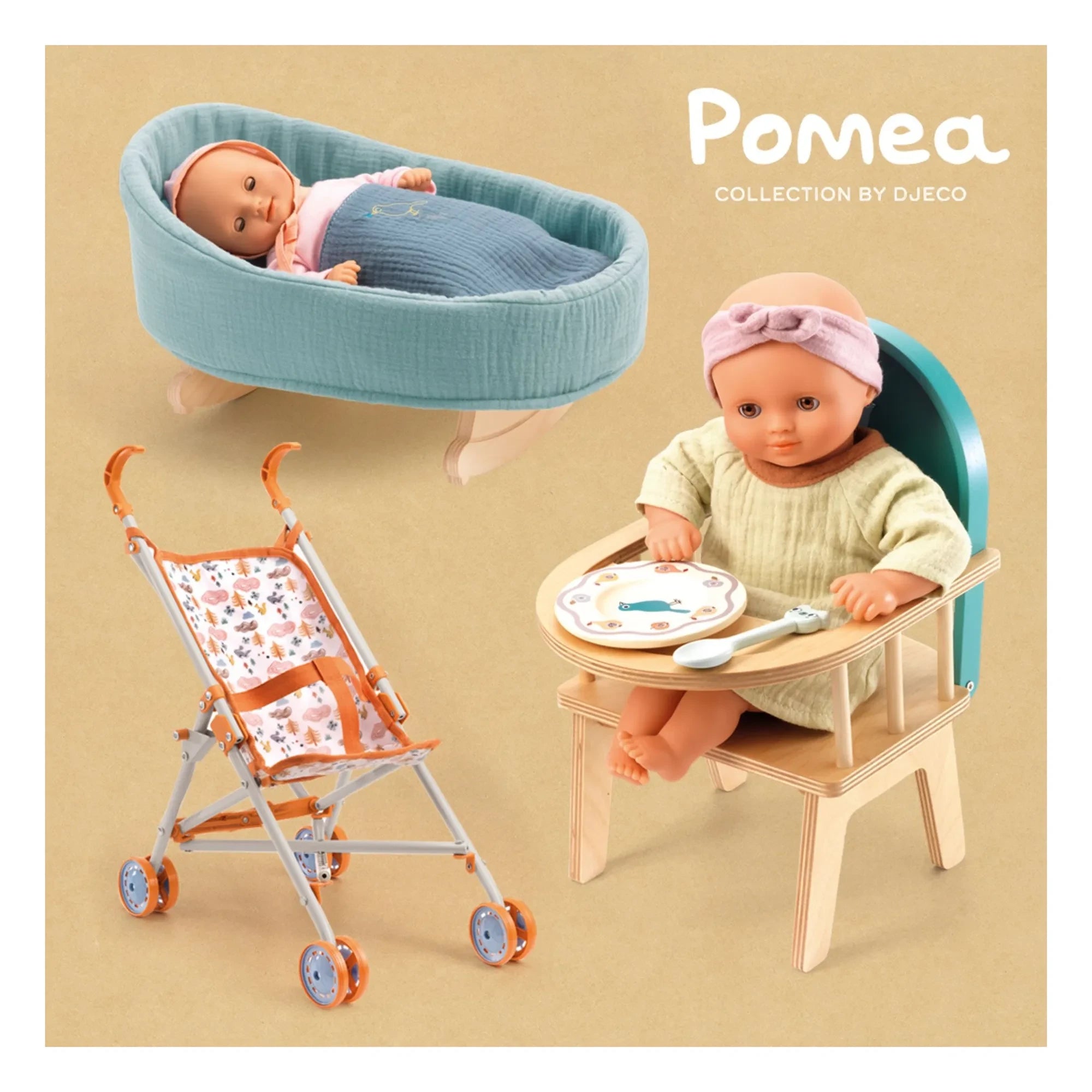 Djeco - POMEA - Cochecito de bosque | Naranja