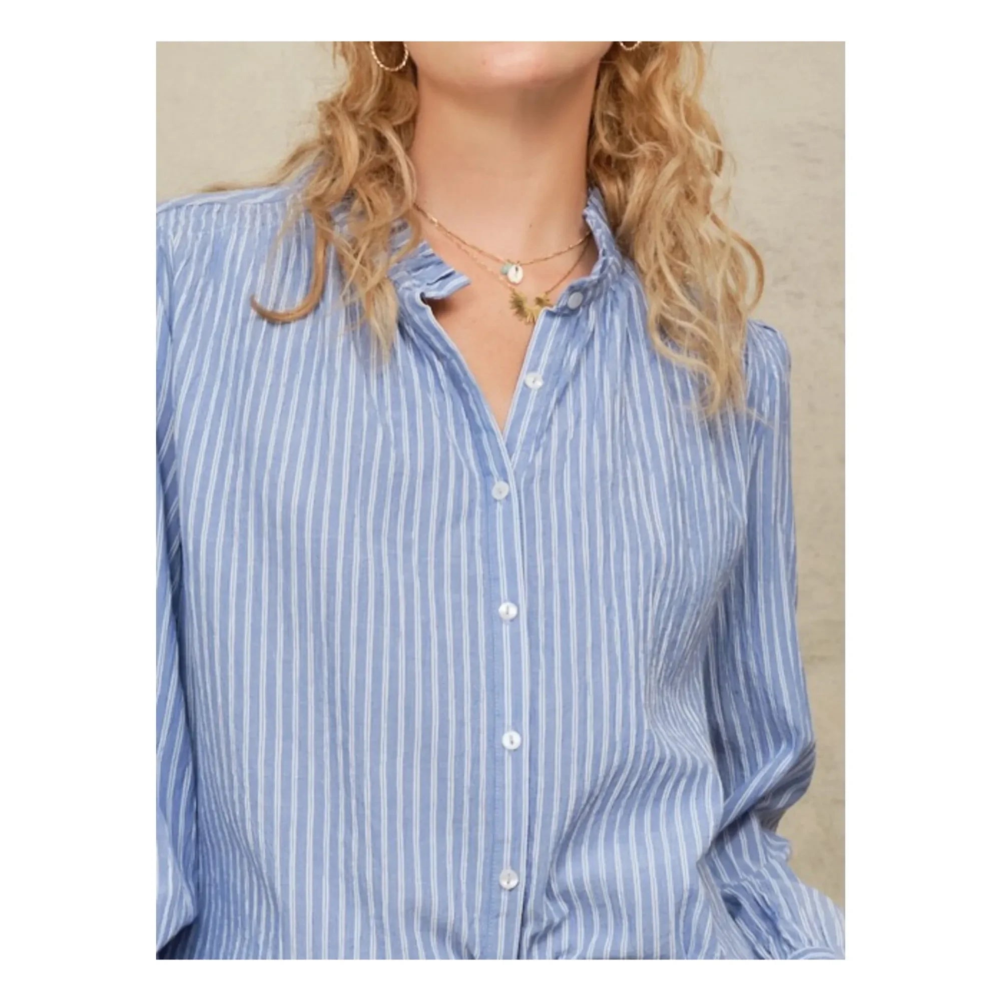 M.A.B.E. - Blusa a rayas de algodón Chrissie | Azul