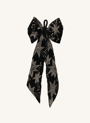 Anna + Nina - Moño Decorativo de Noche Estrellada de Terciopelo | Negro