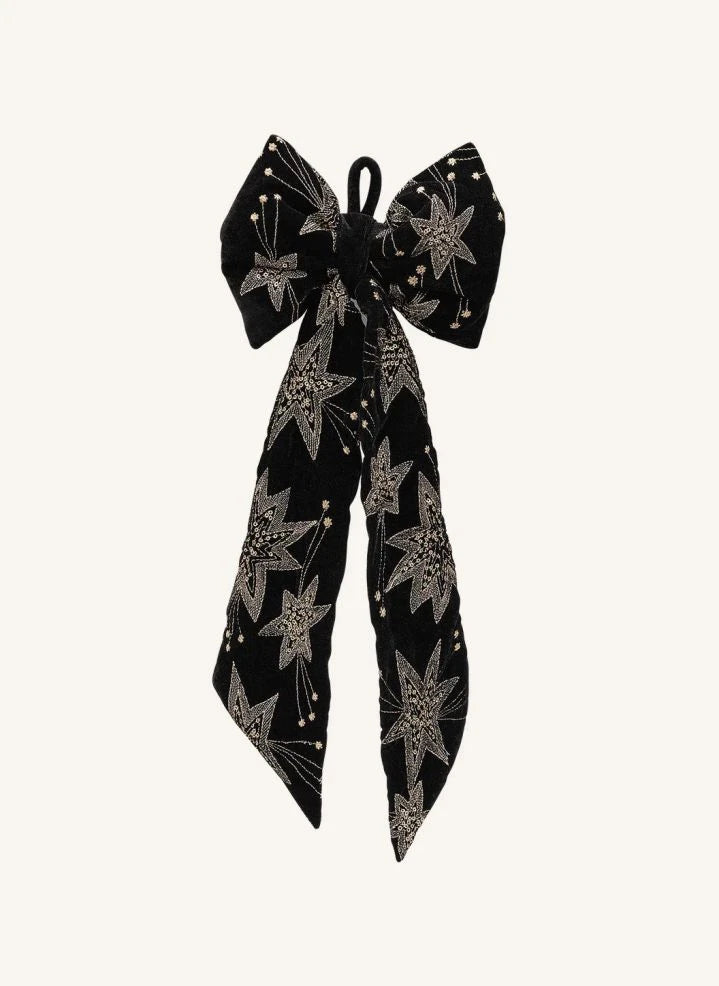 Anna + Nina - Moño Decorativo de Noche Estrellada de Terciopelo | Negro