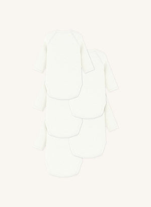 Petit Bateau - Set de 5 bodies cruzados Mon Coeur de algodón orgánico | Blanco