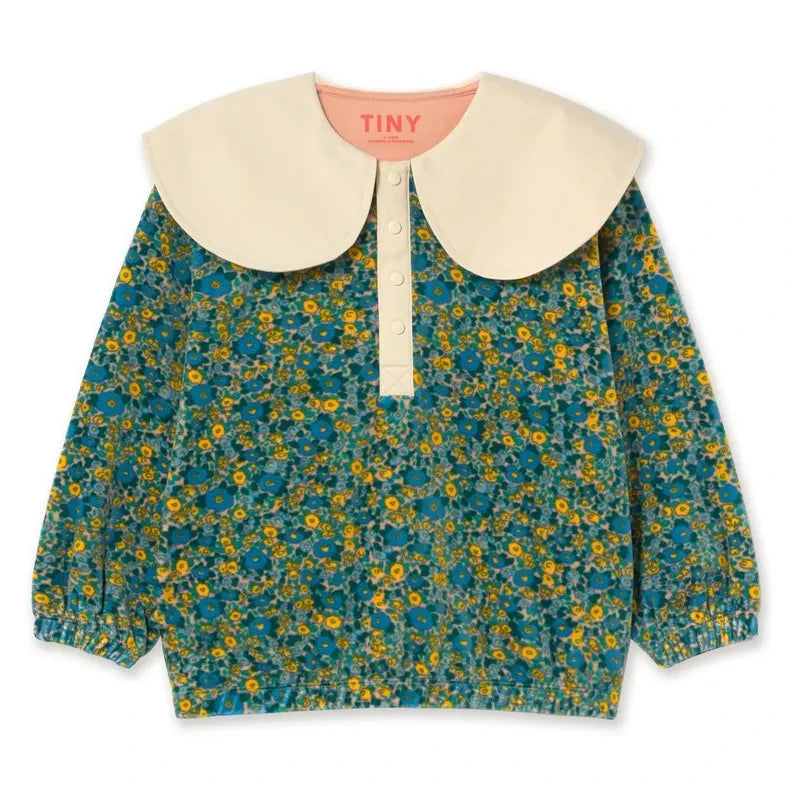 Tinycottons - Organik Pamuk Çiçek Desenli Sweatshirt | Mavi