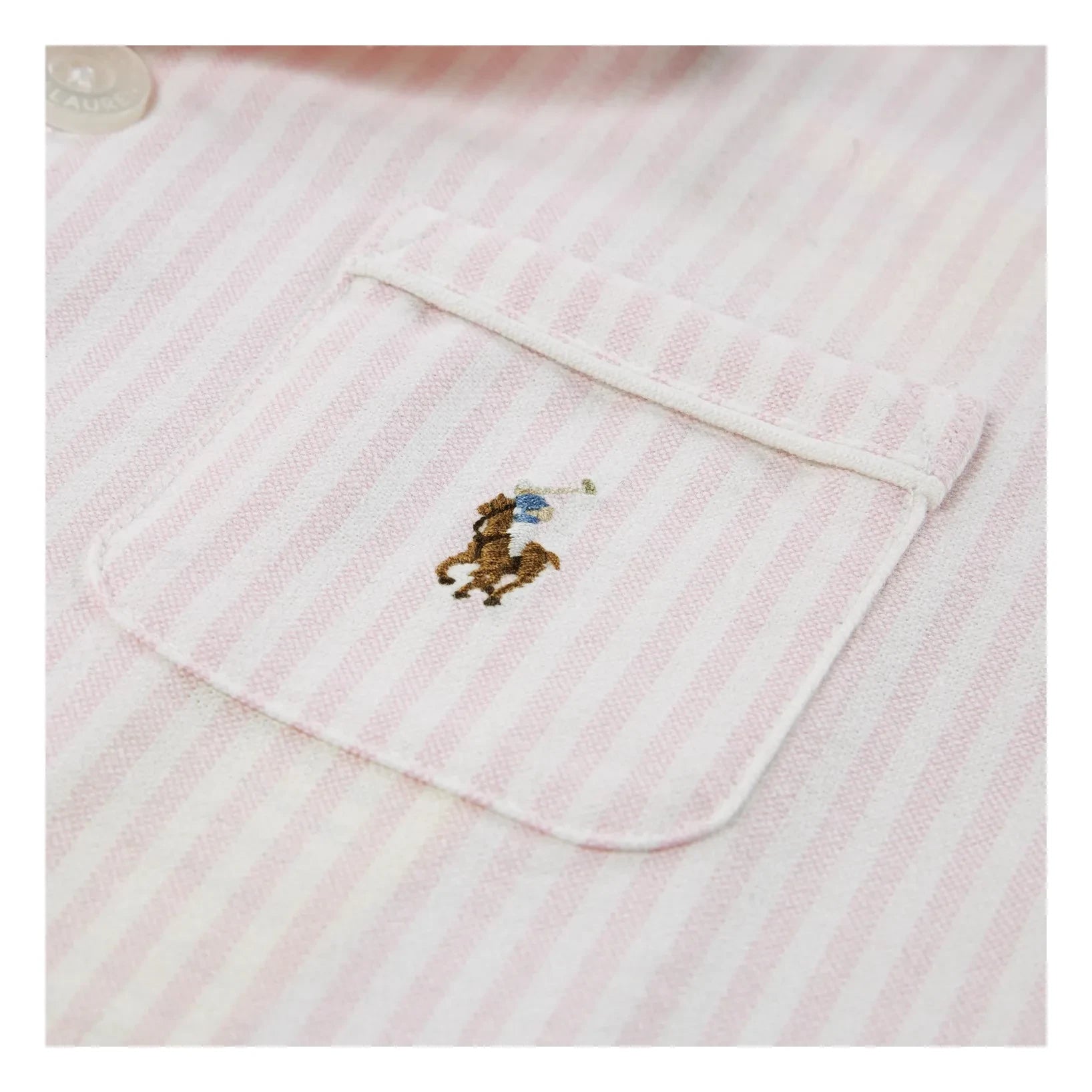 Ralph Lauren - Çizgili Logolu Gömlek ve Pantolon Pijama | Pembe