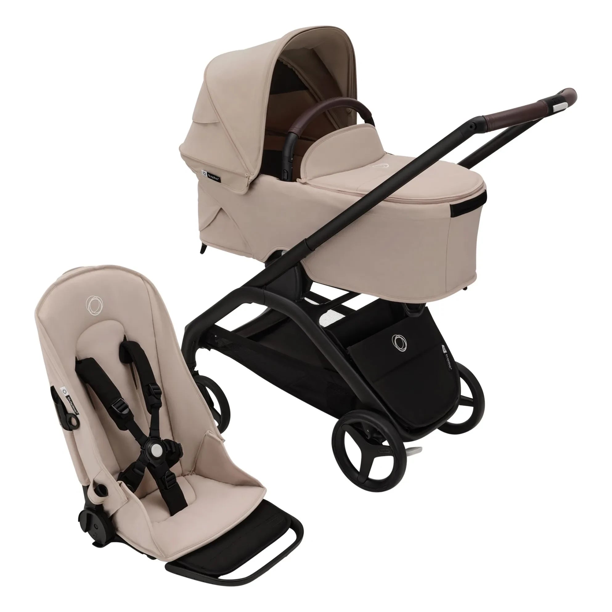 Bugaboo - Cochecito de ciudad Bugaboo Dragonfly Chasis completo negro | Marrón topo