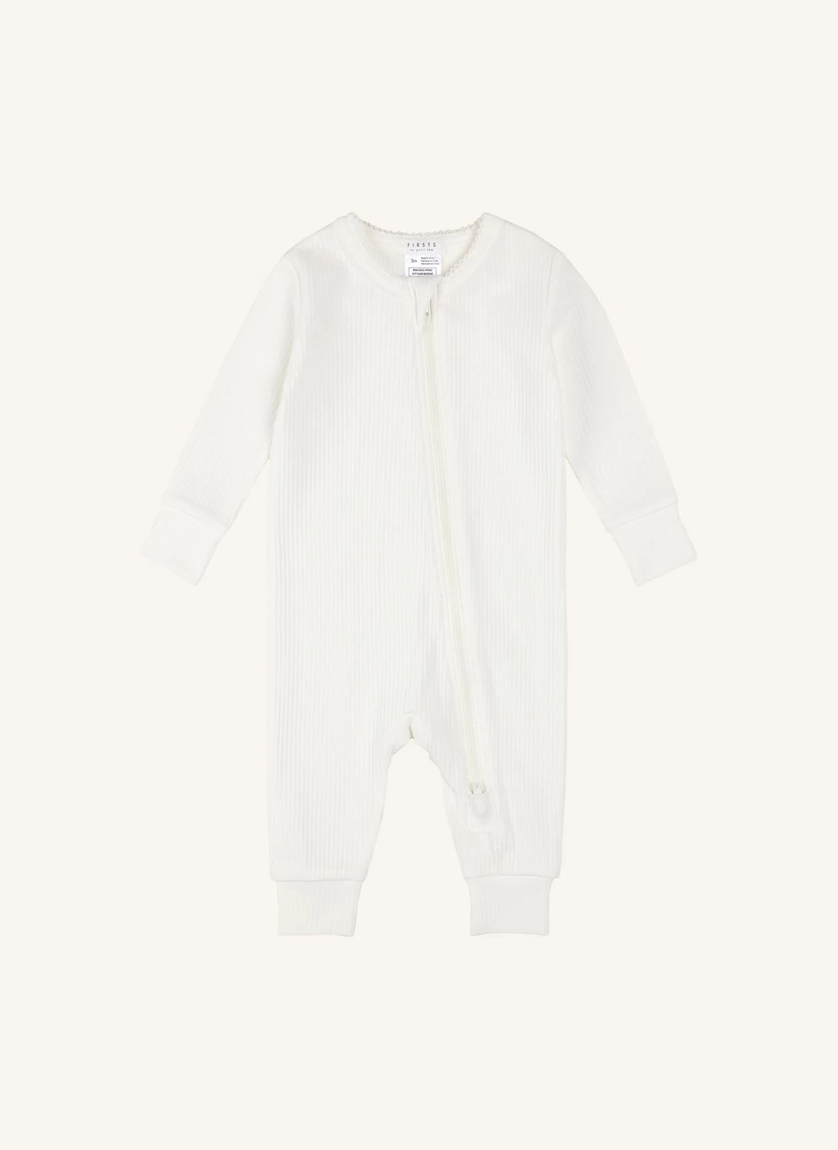 Petit Lem - Pijama sin mangas de ribana modal y algodón orgánico | Beige