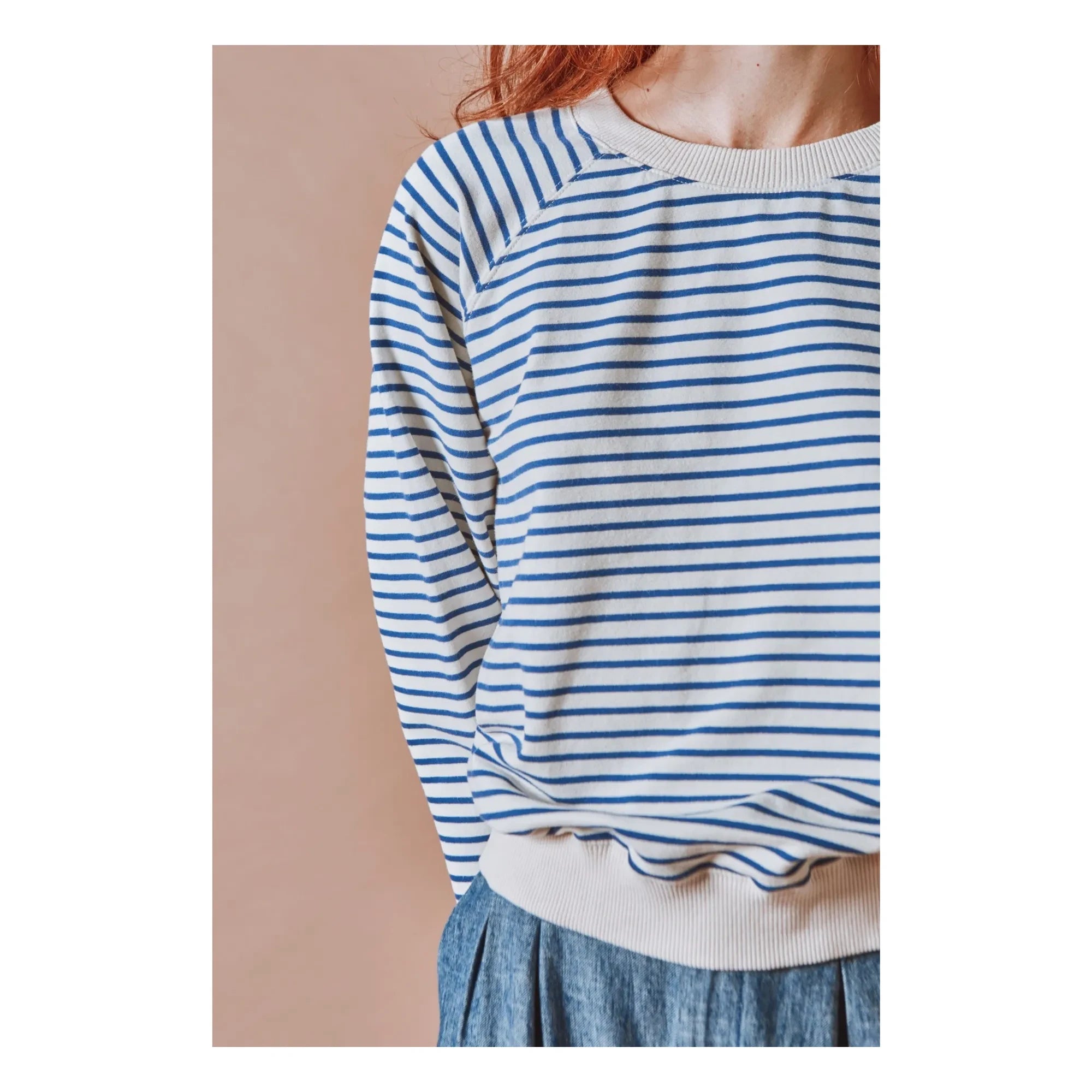 Emile et Ida - Sudadera de Algodón Orgánico a Rayas | Azul Marino