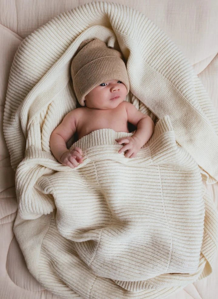Hvid - Fonzie Gorro de bebé de lana merino | Sand