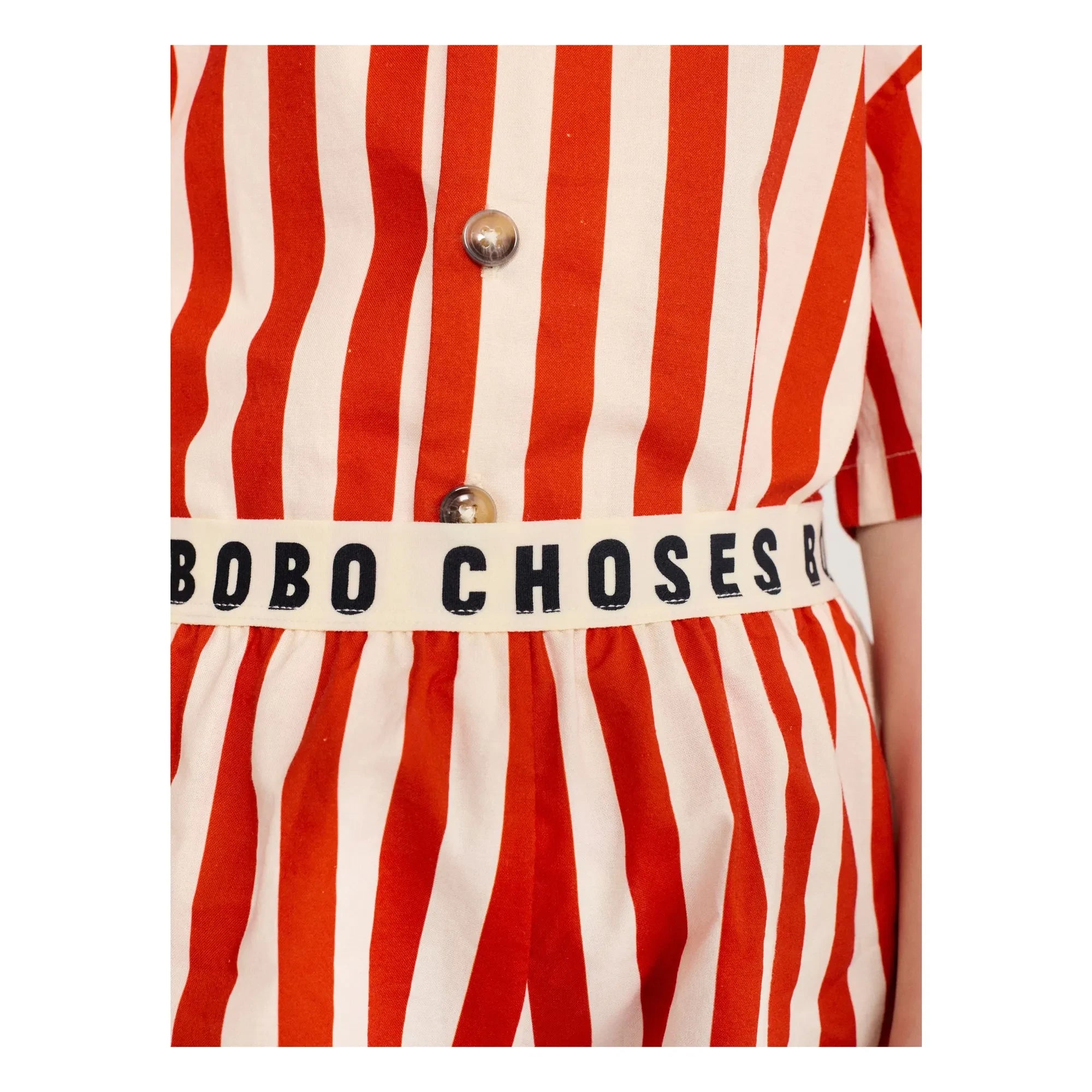 Bobo Choses - Conjunto de Camisa y Pantalón Corto de Algodón Orgánico a Rayas | Rojo
