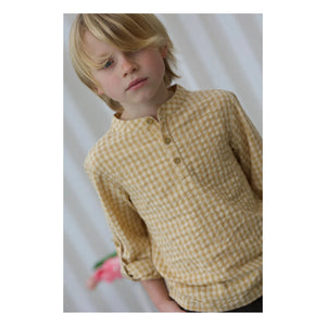 Lililotte - Camisa Côme Seersucker de Algodón Orgánico a Cuadros | Amarillo