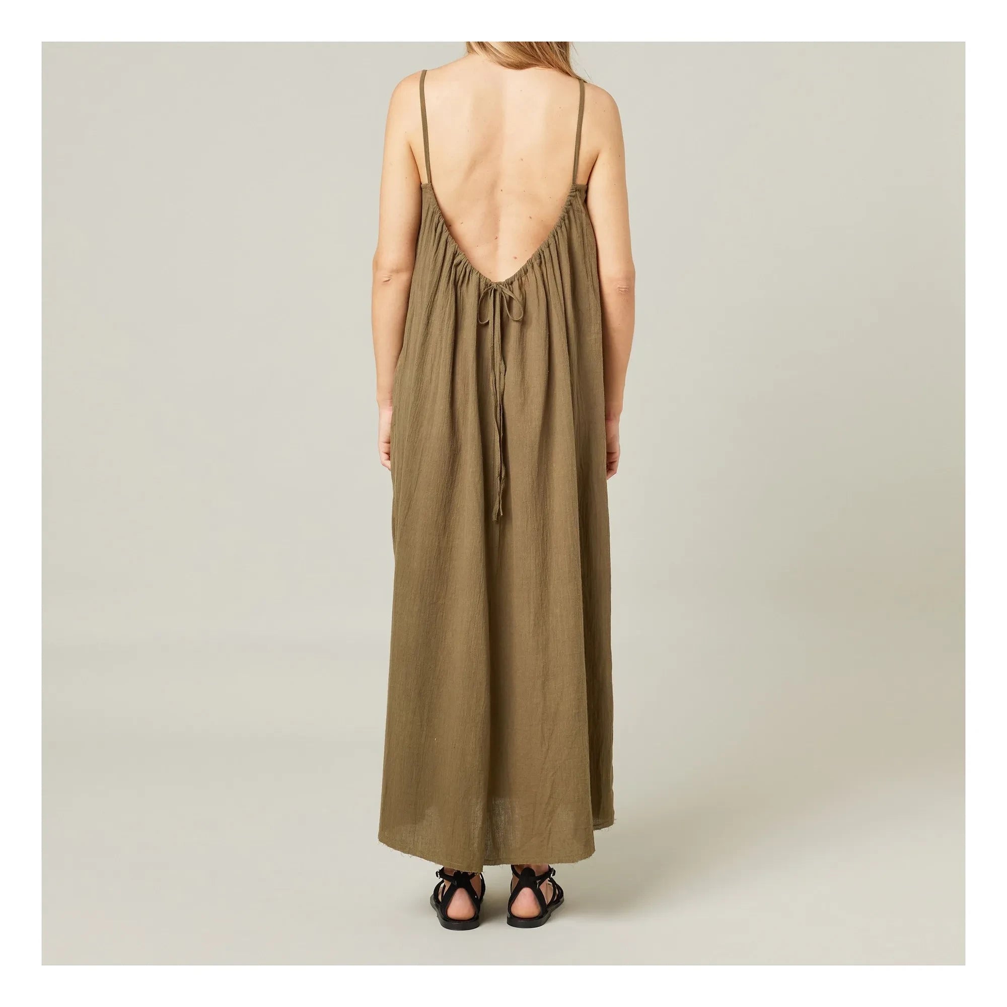 Maison Saint Julien - Vestido de gasa de algodón Palm Beach | Caqui