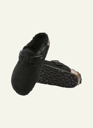BIRKENSTOCK - Zuecos de Piel de Borrego Boston - Colección de Adultos | Negro