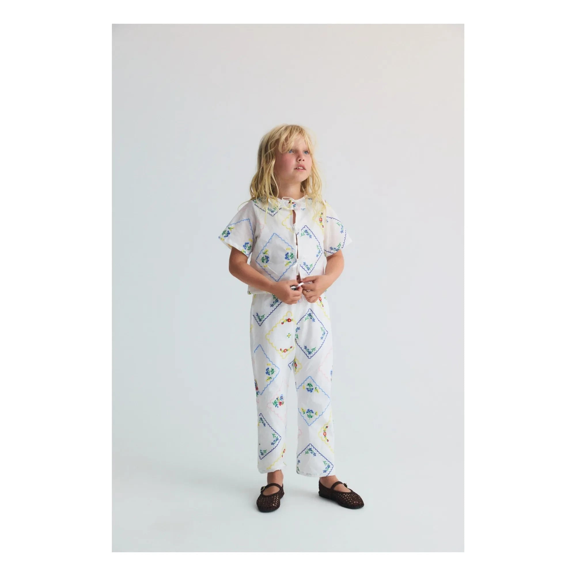 the new society - Jacinthe Fleuri Pantalones Bordados | Blanco