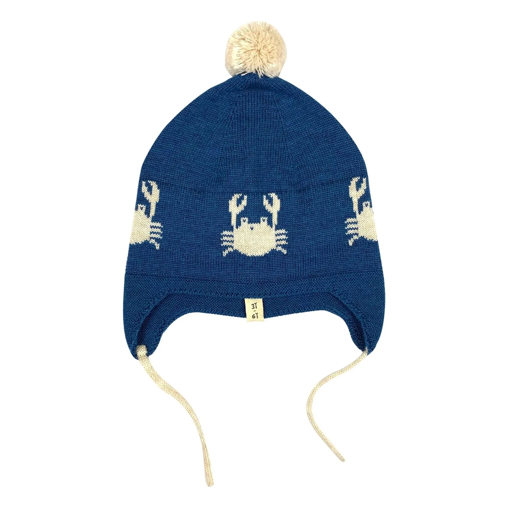 Bayiri - Gorro de lana merino "Dancing Crabs" | Azul