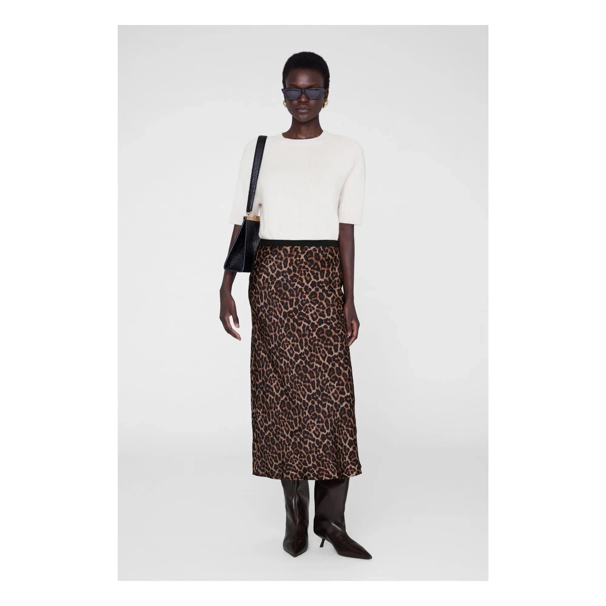 Anine Bing - Falda Larga de Seda Estampado Leopardo | Leopardo