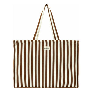 Gabrielle Paris - Bolsa de fin de semana de algodón a rayas | Mocha