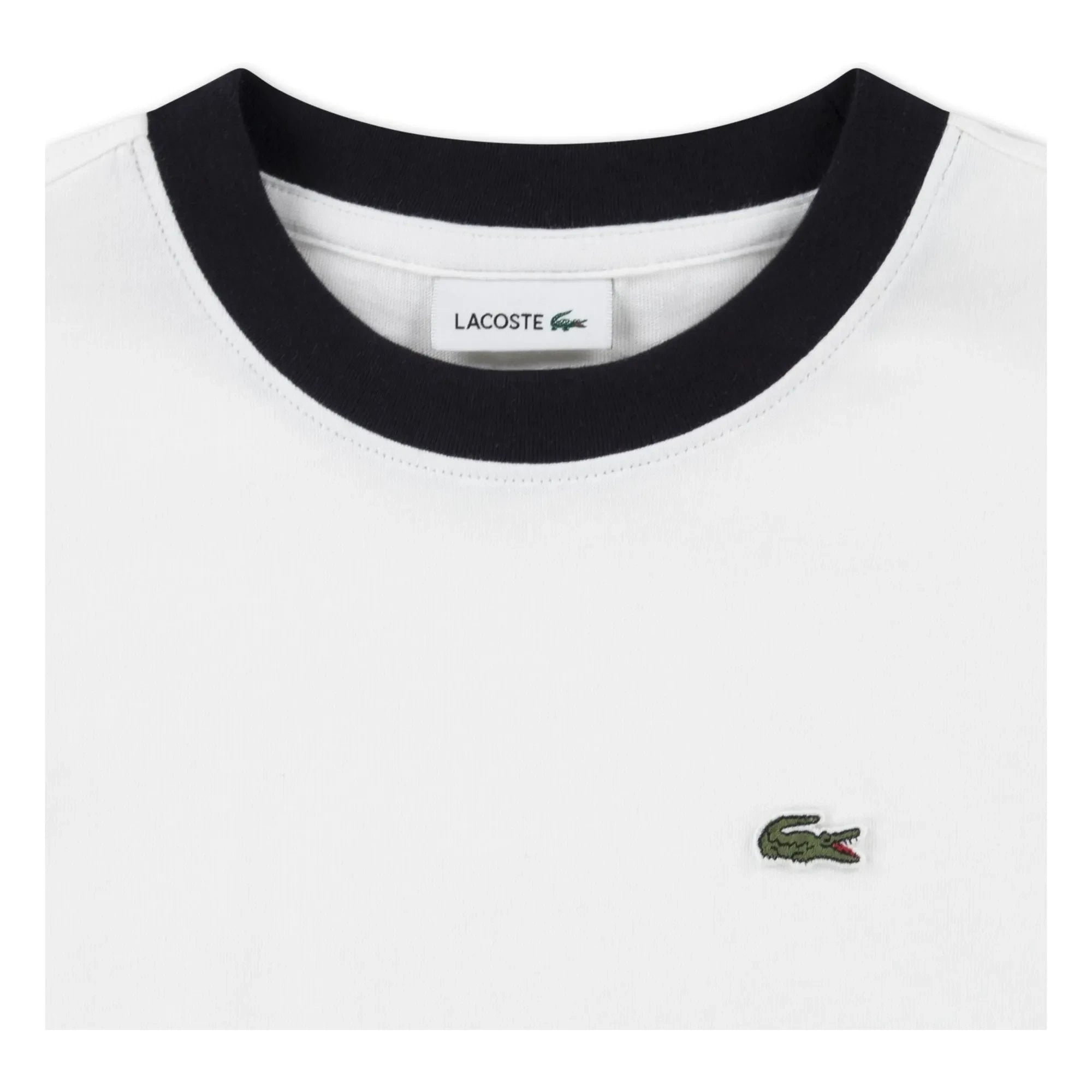 Lacoste - Camiseta de manga corta con logo y contraste de algodón orgánico | Blanco roto