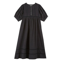 Emile et Ida - Vestido de gasa de algodón con encaje | Negro