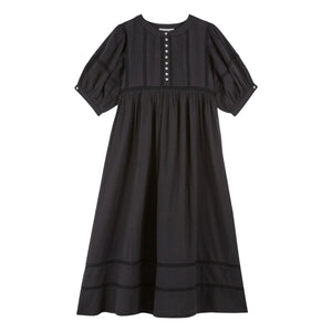 Emile et Ida - Vestido de gasa de algodón con encaje | Negro