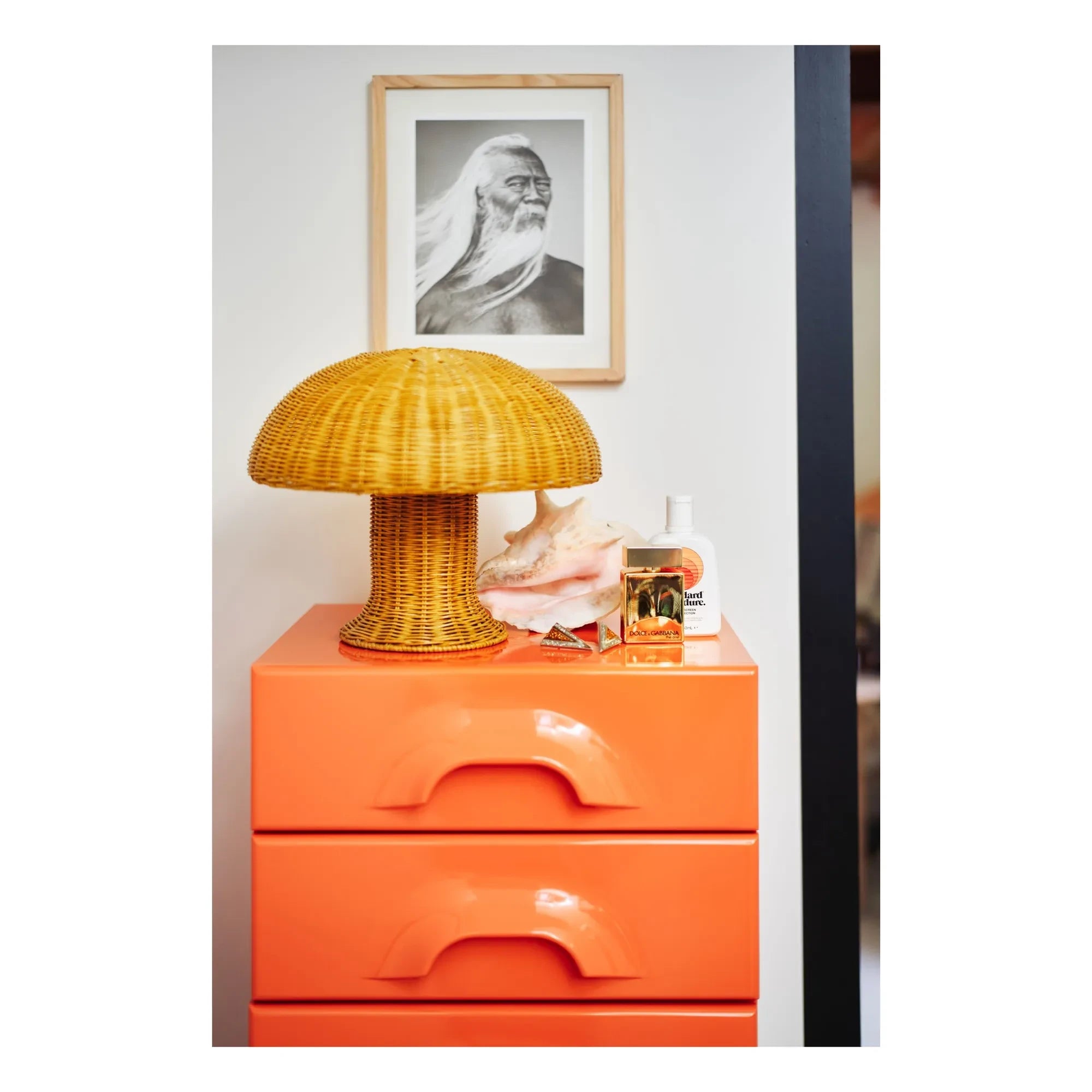 HKliving - Lámpara de mesa de mimbre | Mostaza