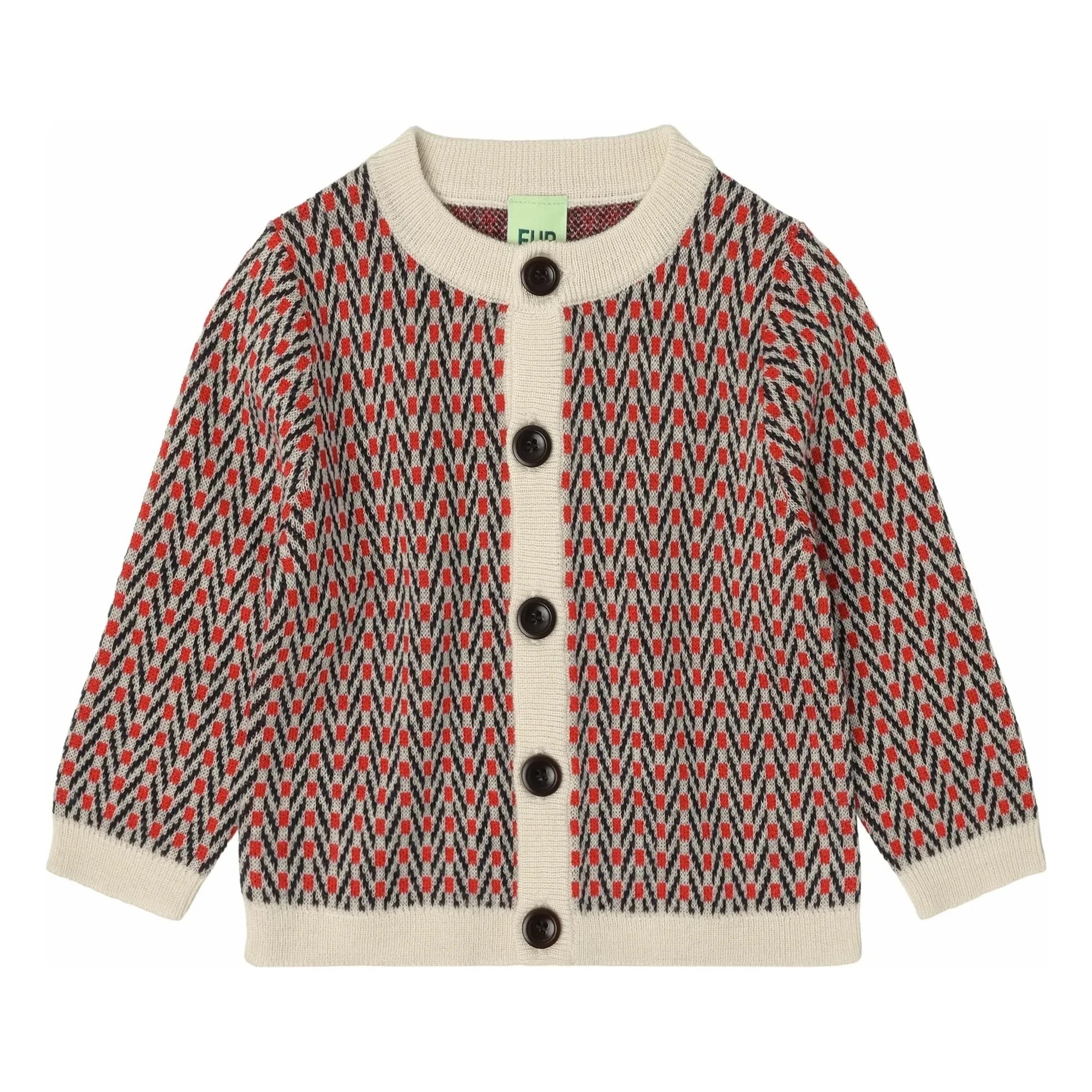 FUB - Chaqueta de Punto Chevron de Lana Merina Cruda