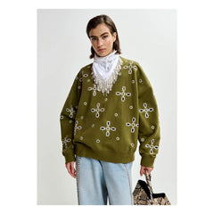 Essentiel Antwerp - Sudadera bordada Jix | Verde Oliva