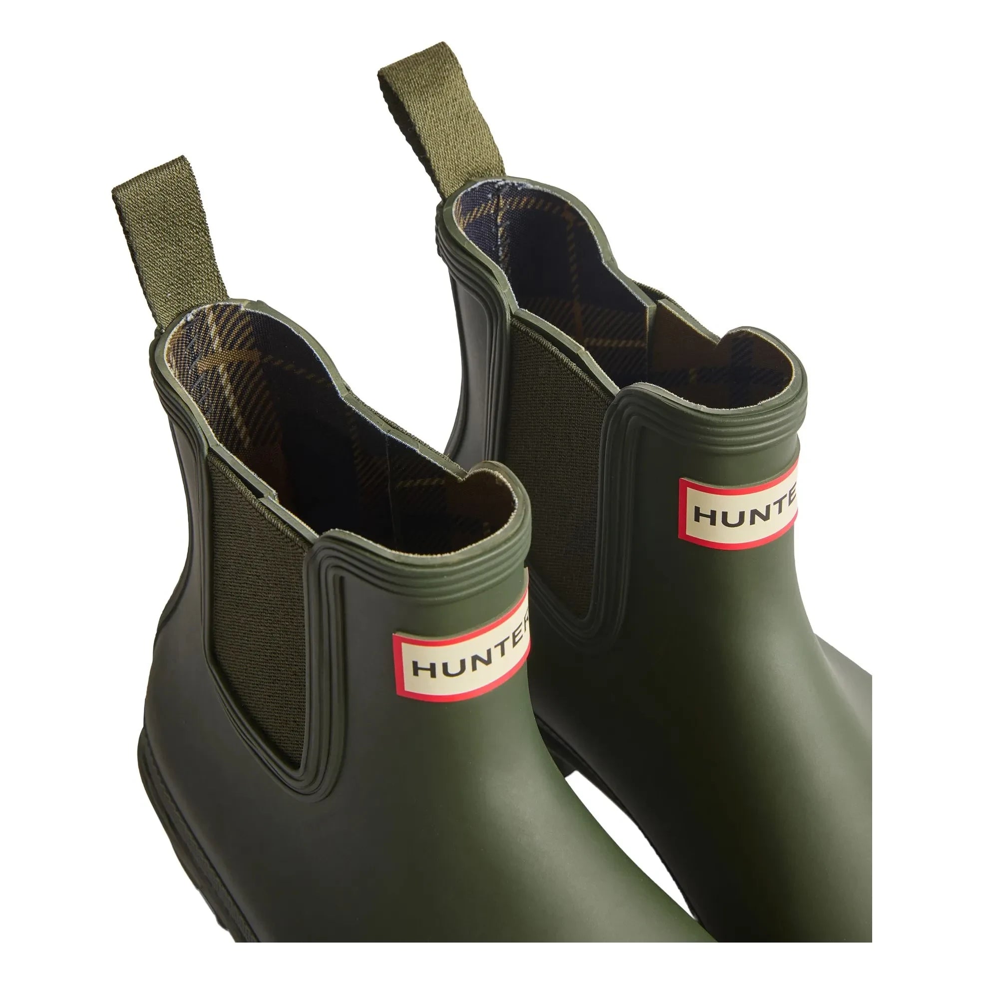Hunter - Botines Chelsea Originales de Goma Tartán | Verde oliva