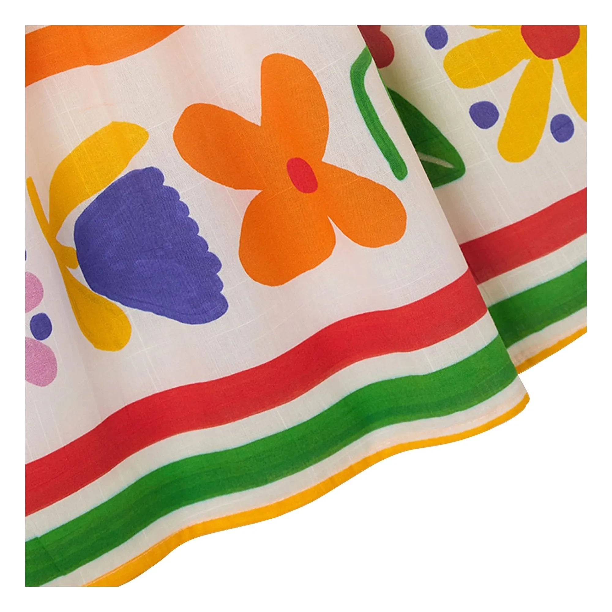 Fábula - Vestido de manga abullonada a rayas y flores | Amarillo
