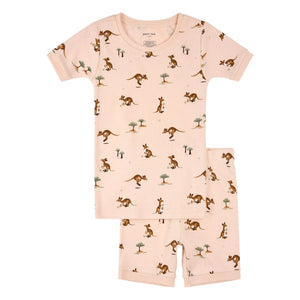 Petit Lem - Pantalón corto de pijama tipo canguro de algodón orgánico | Rosa palo