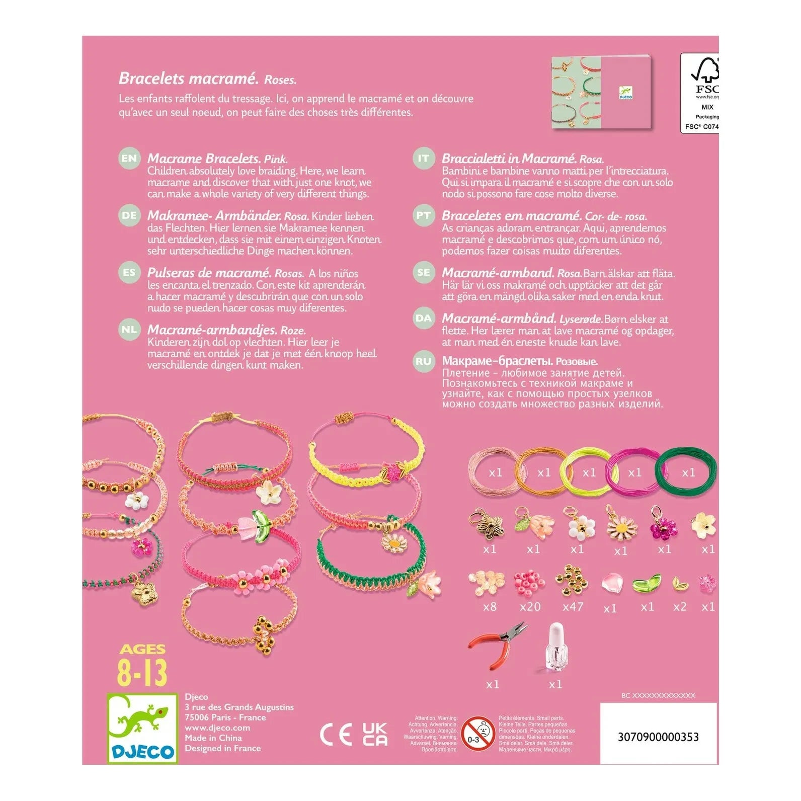 Djeco - Kit de bricolaje - Pulseras de macramé