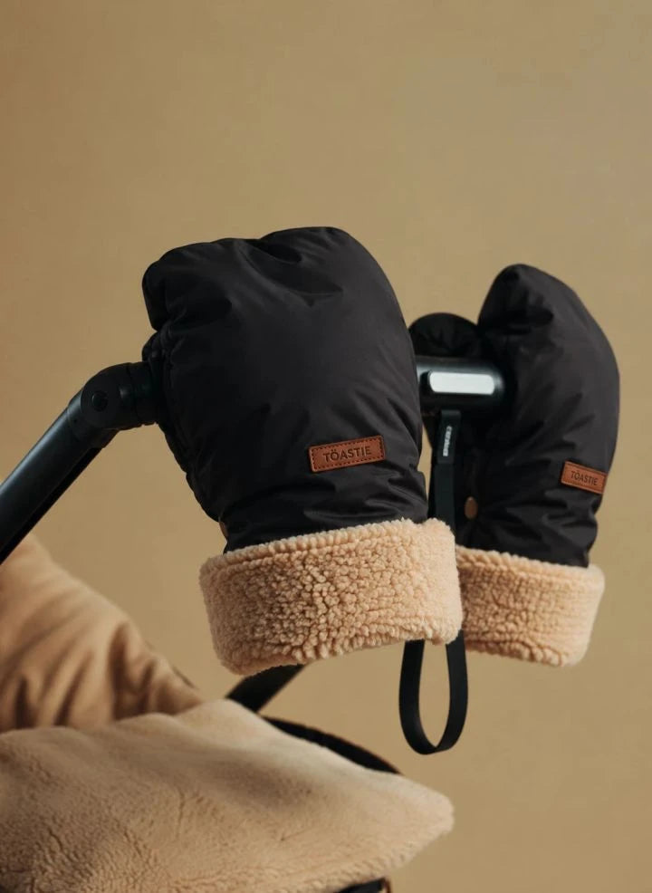 Töastie - Guantes de cochecito de bebé de fibra reciclada | Negro