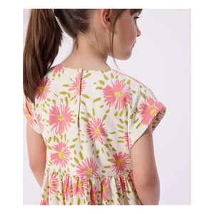 Petit Bateau - Vestido de crespón floral de algodón orgánico | Crudo