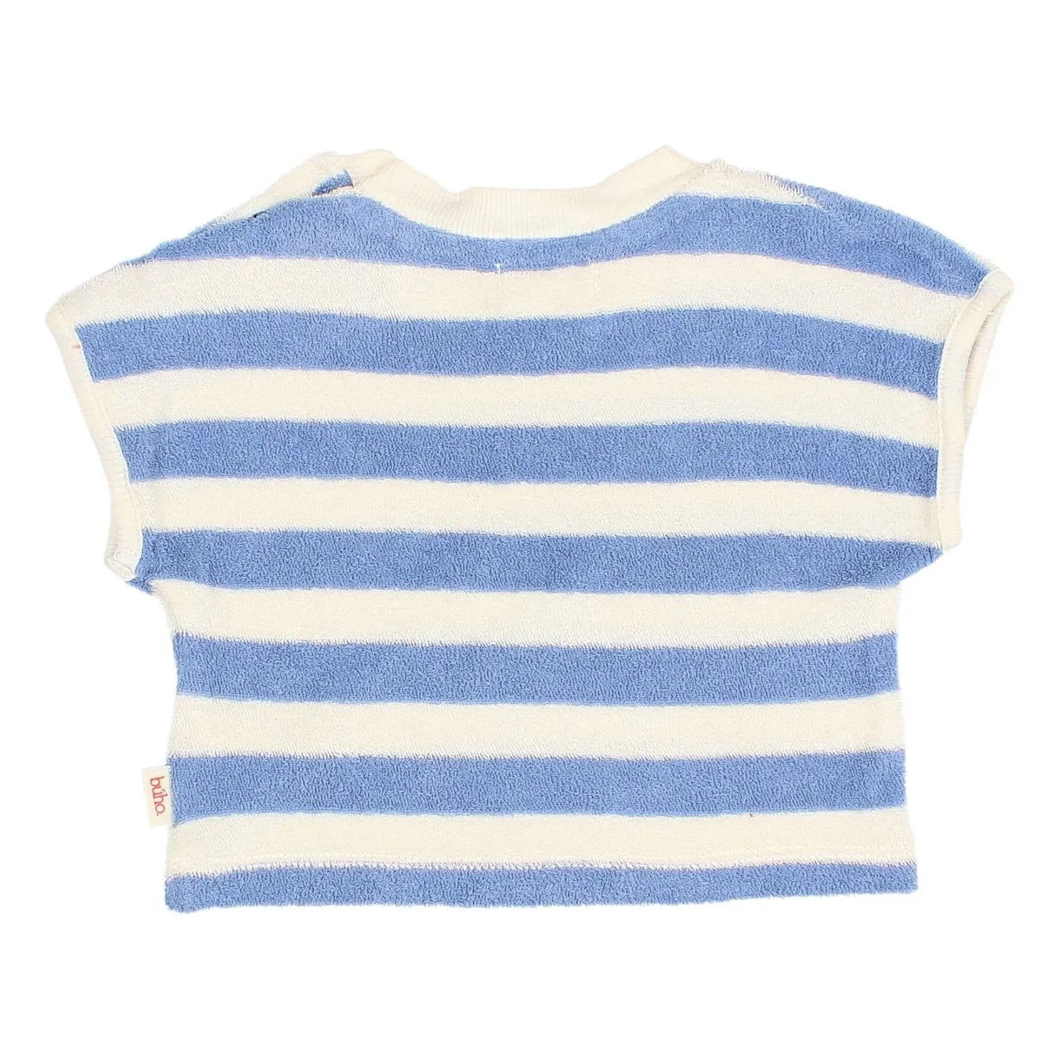 Búho - Camiseta de algodón orgánico a rayas | Azul claro