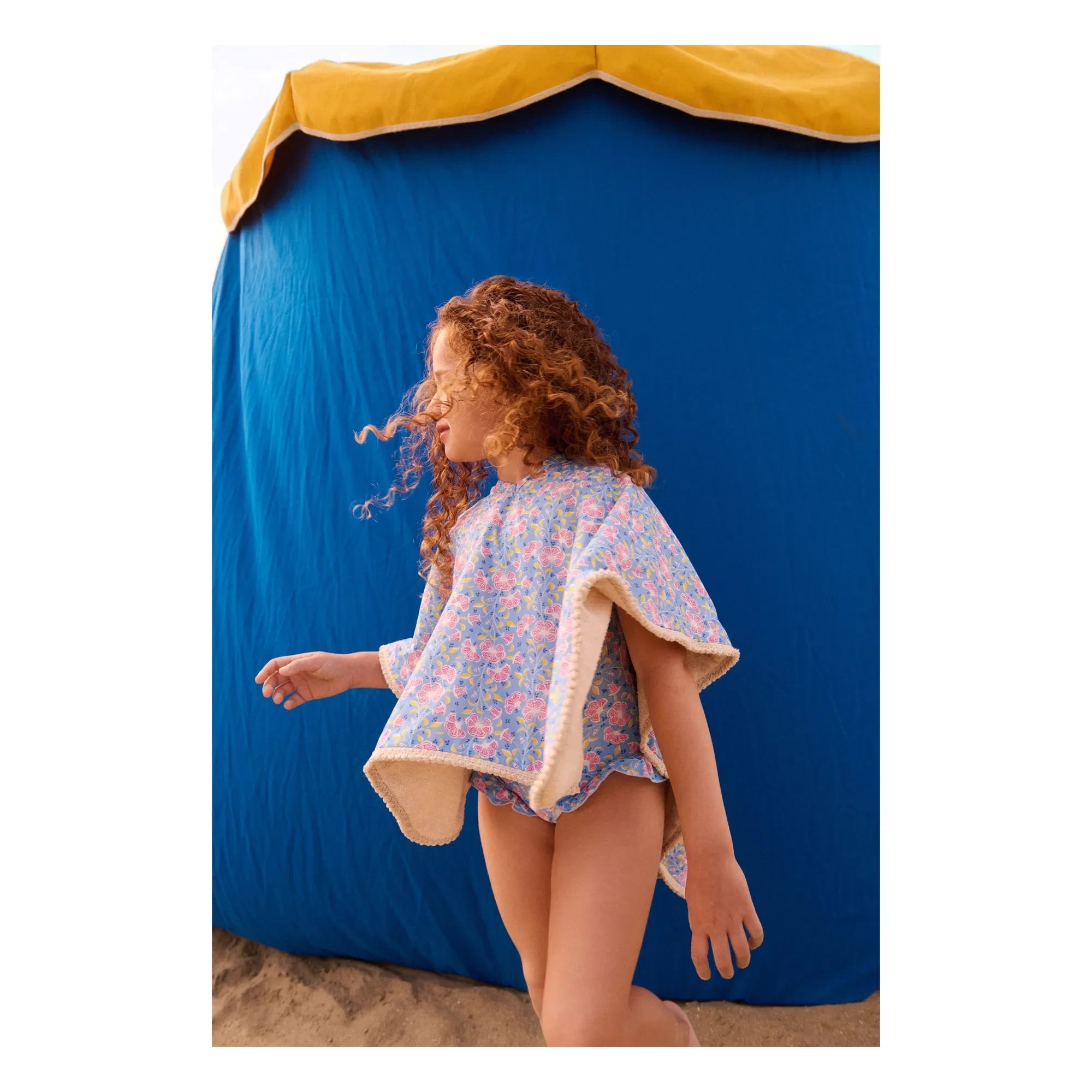 Louise Misha - Poncho de baño de algodón orgánico Mael | Azul claro