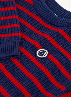 Petit Bateau - Çizgili Yün Kazak | Lacivert