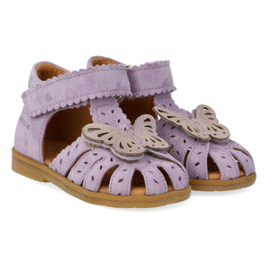 Angulus - Sandalias de ante con mariposas grabadas | Lila