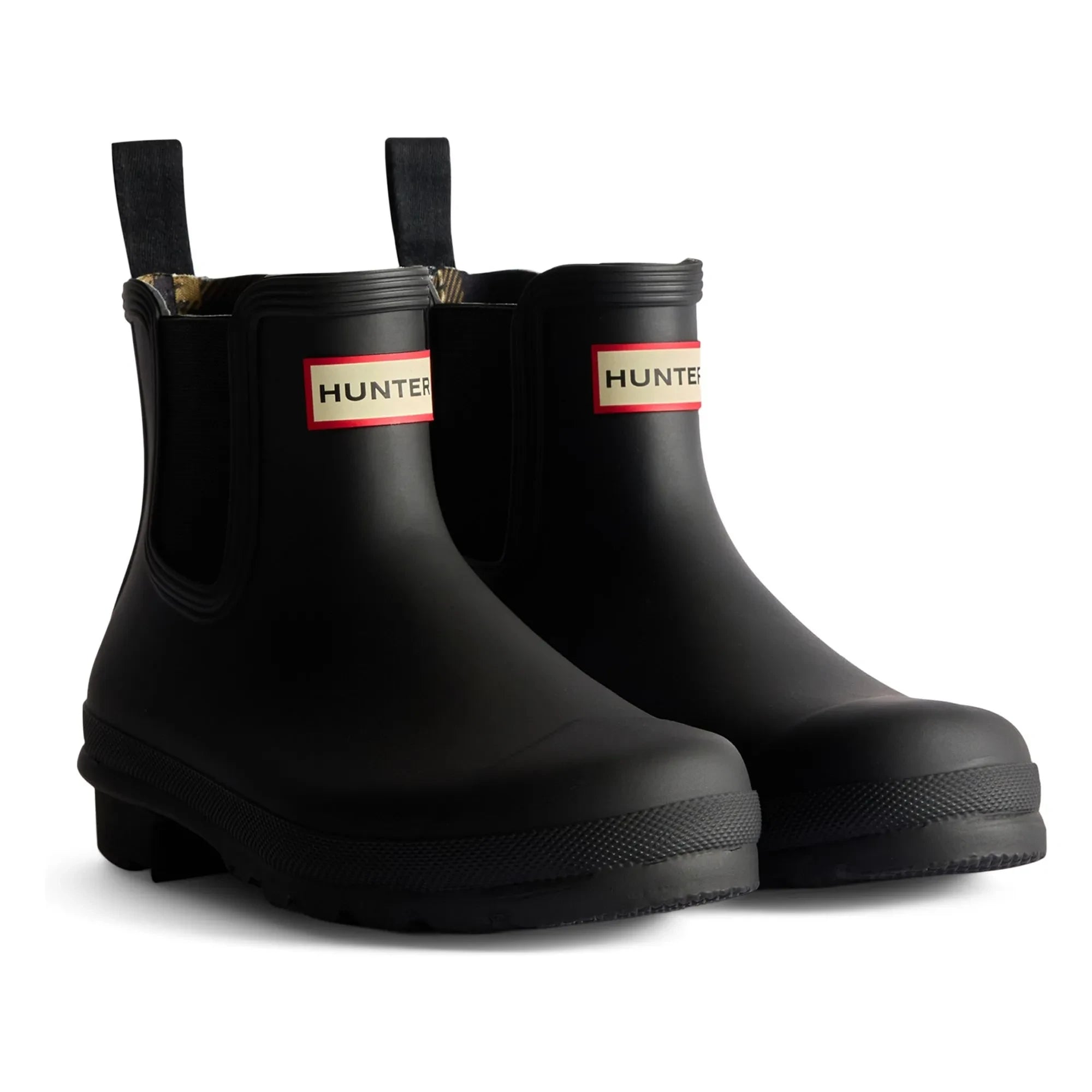 Hunter - Botines Chelsea de caucho con tartán original | Negro