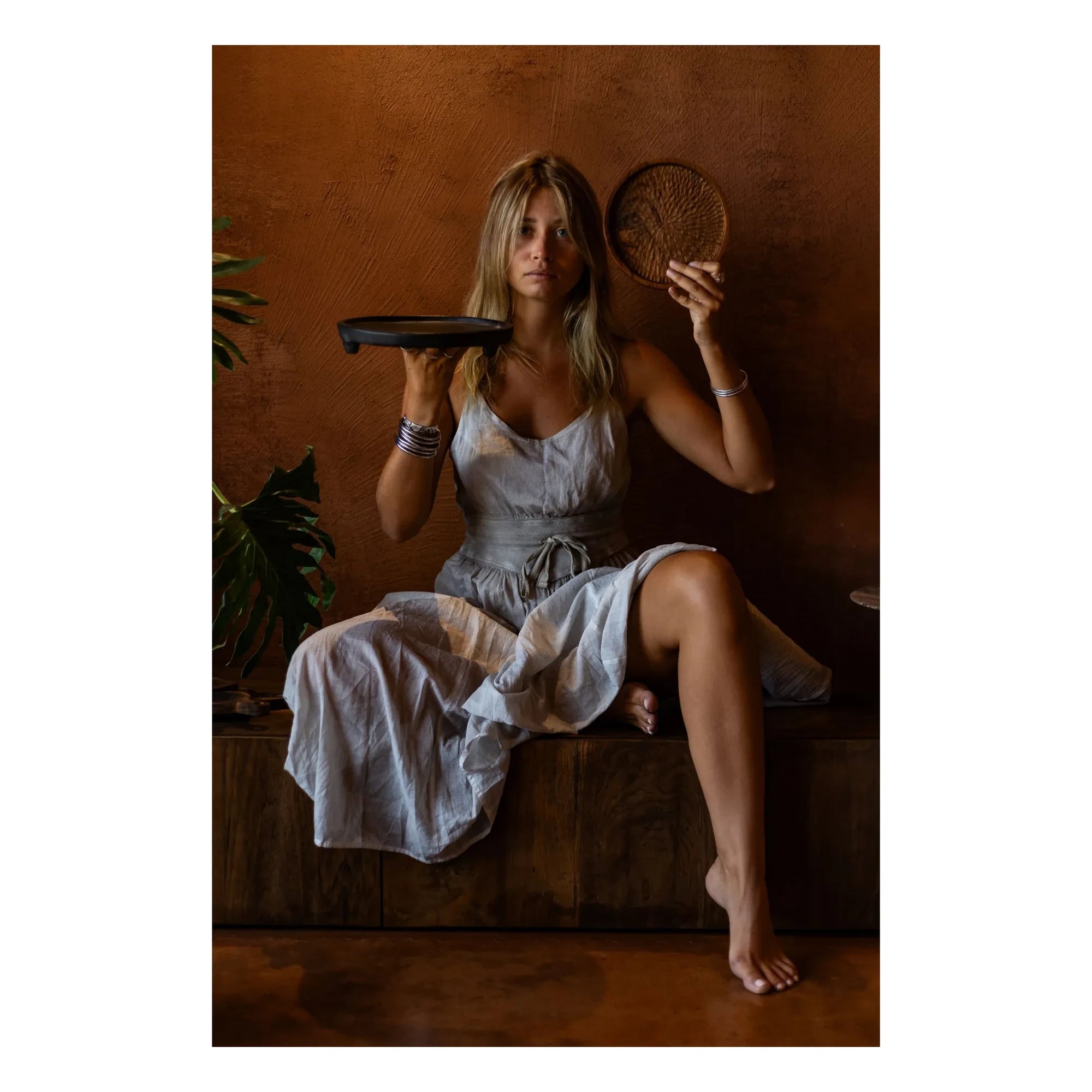 Woodmata - Plato de loza de terracota | Negro