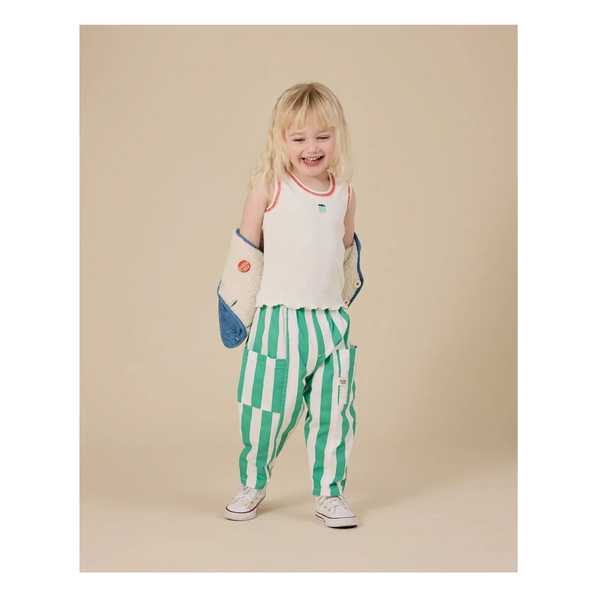 Goldie + Ace - Camiseta de tirantes acanalada Apple | Marfil