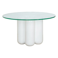 Cosin - Mesa auxiliar con tapa de cristal | Blanco