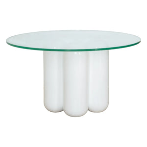Cosin - Mesa auxiliar con tapa de cristal | Blanco