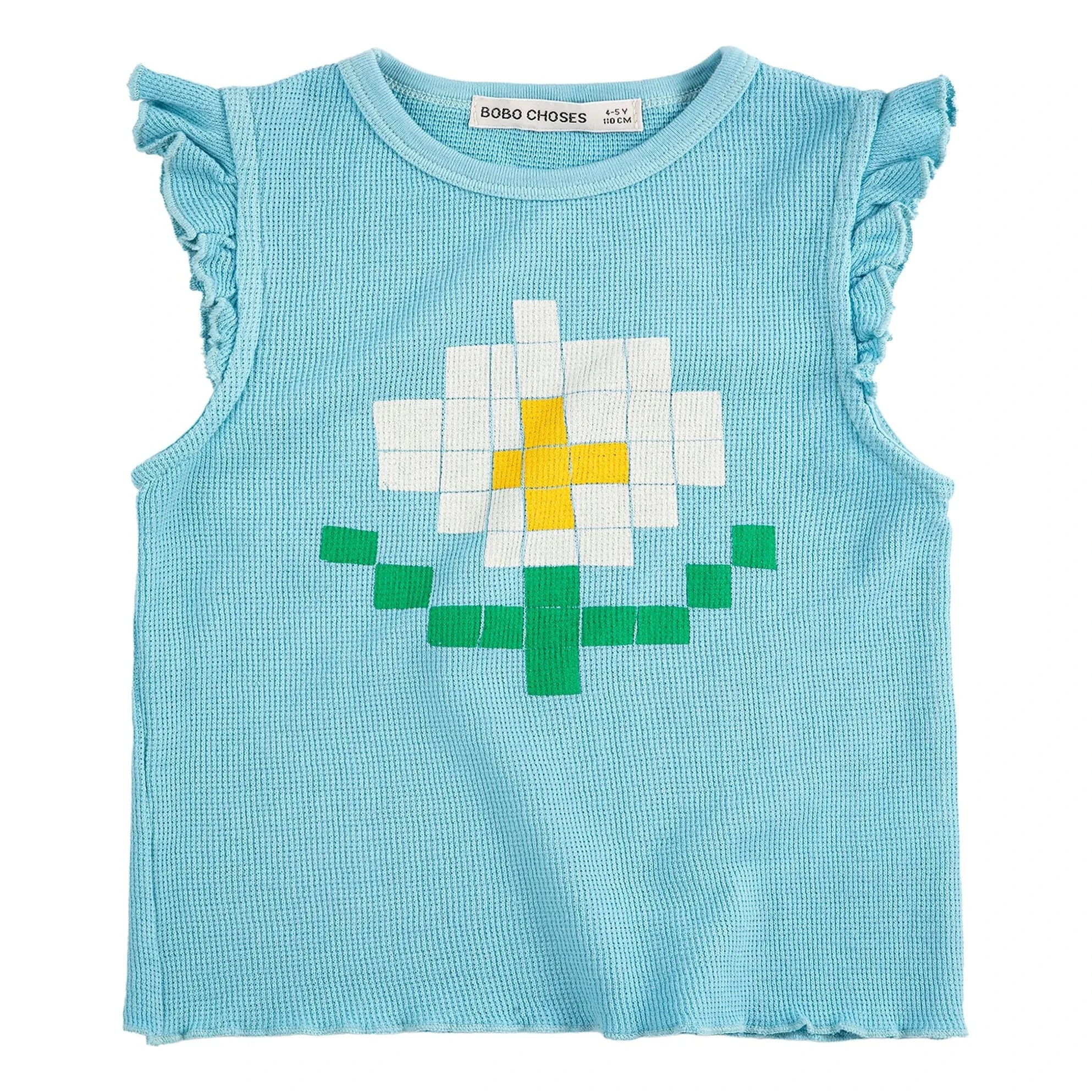 Bobo Choses - Camiseta sin mangas con volantes de algodón orgánico Marguerite | Azul claro