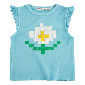 Bobo Choses - Camiseta sin mangas con volantes de algodón orgánico Marguerite | Azul claro