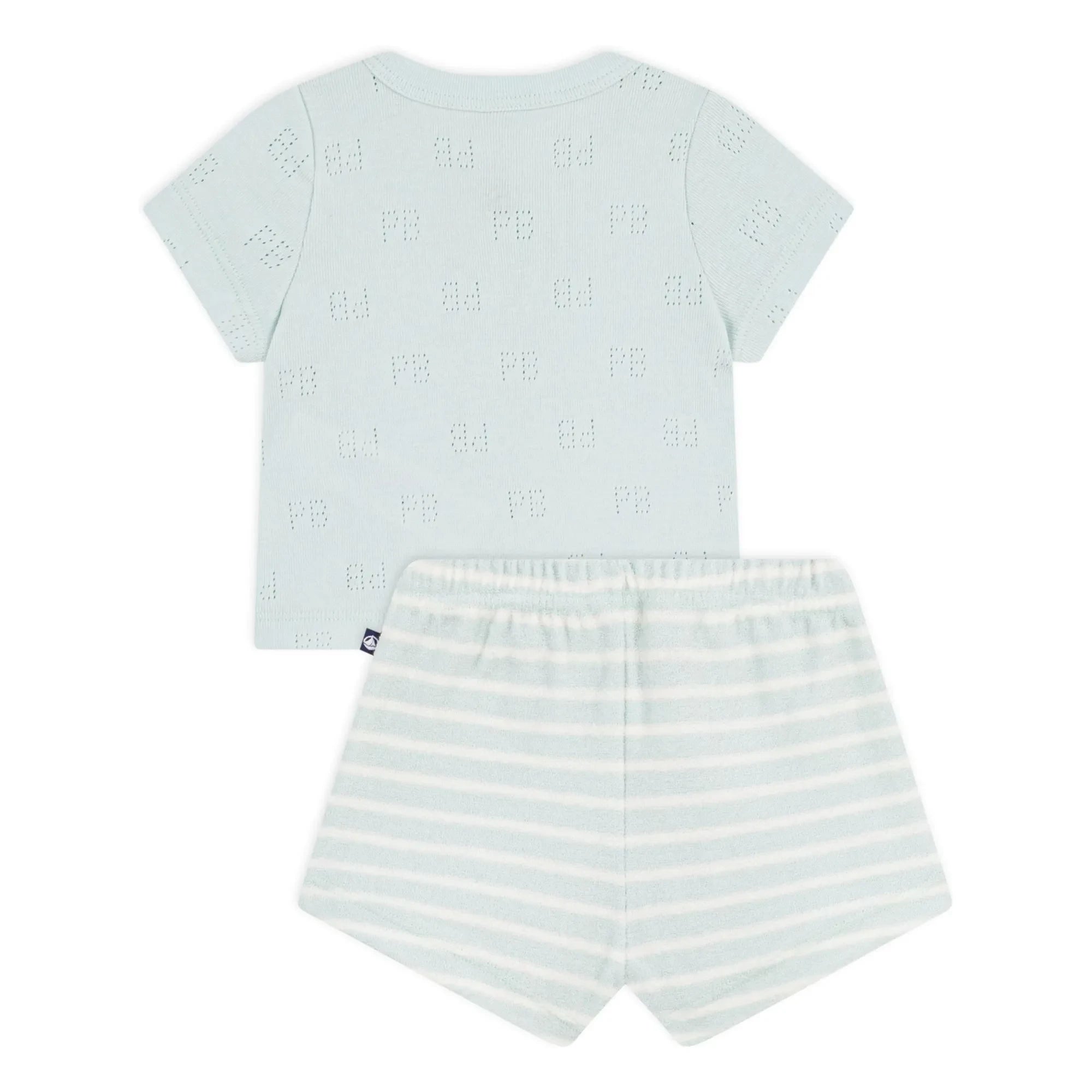 Petit Bateau - Conjunto de top y pantalón corto de felpa de algodón orgánico | Turquesa