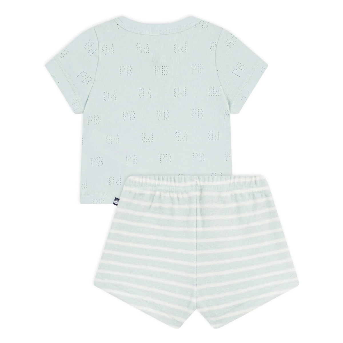 Petit Bateau - Conjunto de top y pantalón corto de felpa de algodón orgánico | Turquesa