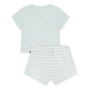 Petit Bateau - Conjunto de top y pantalón corto de felpa de algodón orgánico | Turquesa